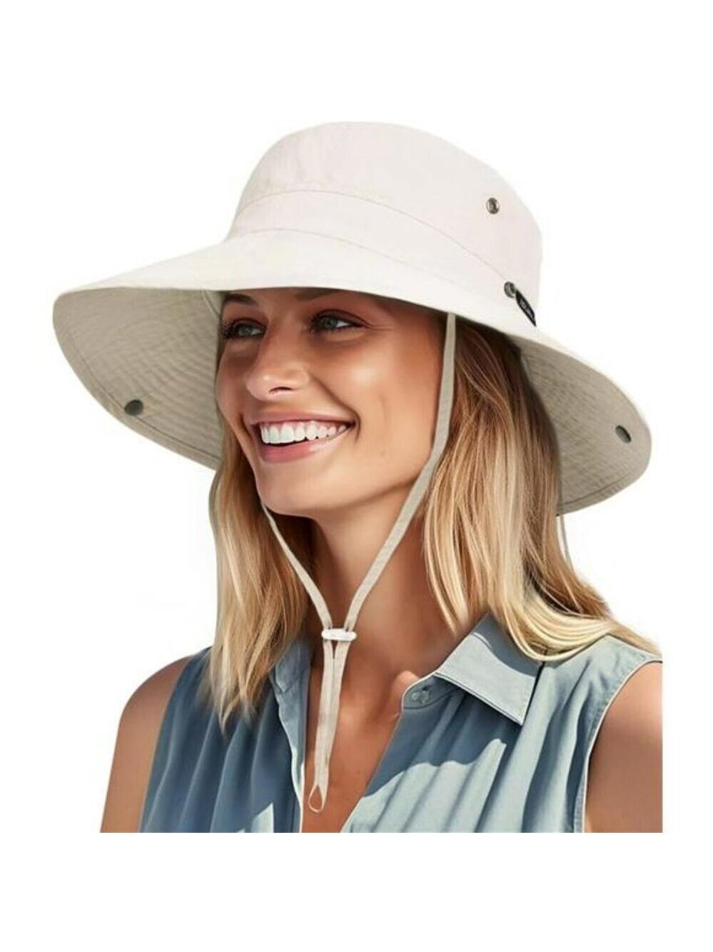 Womens Wide Brim Sun Hat UPF 50 Ponytail Hole Packable Summer Beach Hat